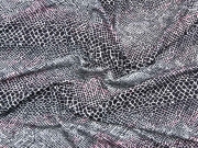 Viskosejersey Schlangenmuster, schwarz dunkelrot