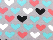 French Terry bunte Herzen, grau