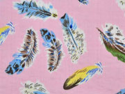 Blusenstoff Baumwollviskose Federn, rosa