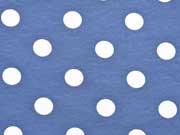 Jersey Punkte 1,4 cm, wei� auf jeansblau