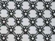 Stretchbaumwolle Gittermuster, grau schwarz