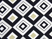 Crepe Stoff Rauten, schwarz/beige