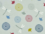 RESTST�CK 19 cm Sweatstoff French Terry Libellen & Blumen, helles mint