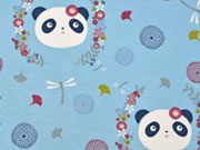 French Terry Pandas & Libellen, hellblau