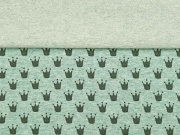 French Terry kleine Kronen, mint melange