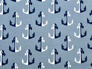 Baumwollstoff Anker,grau