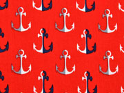 Baumwollstoff Anker, rot