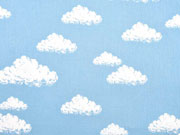 Baumwollstoff Wolken, wei� hellblau
