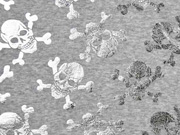 RESTST�CK 36 cm Alpenfleece  Glitzer Totenk�pfe, silber grau