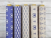 Dekostoff Anker & Boote, marineblau helltaupe