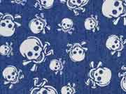 weicher Stretchjeansstoff Totenk�pfe, jeansblau