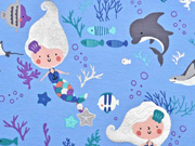 Jersey Glitzer Meerjungfrau, silber/hellblau