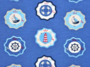 RESTST�CK 49 cm Jersey Buttons Leuchtt�rme & Segelboote, jeansblau