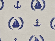 Dekostoff Anker & Boote, marineblau helltaupe