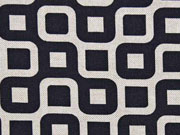 Leinenlook Dekostoff Labyrinth, schwarz natur