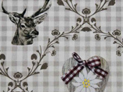 RESTST�CK 46 CM Dekostoff Digitaldruck Hirsche & Edelwei�, taupe cremewei�
