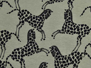 Viskose Jersey Pferd, schwarz khaki