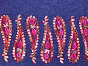 Jeansstoff Bord�re Paisley Stickerei, rot dunkelblau