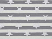 Jersey Streifen Sterne Glitzer, grau wei�