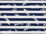 Jersey Streifen Federn Glitzer, dunkelblau