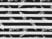 Jersey Streifen Federn Glitzer, schwarz wei�