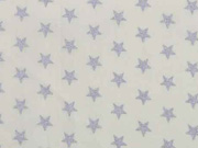 Baumwollstoff Sterne 1 cm, silber auf cremewei�