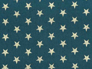 Baumwollstoff Sterne 1 cm, gold auf tannengr�n