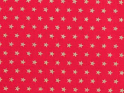 Baumwollstoff Mini Sterne 0,4 cm, gold auf rot