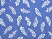 Stretchjeansstoff Federn, jeansblau