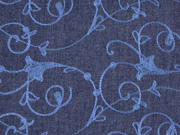 Jeansstoff bestickt Kelchblumen, dunkelblau