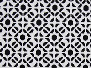 Jacquard Jersey Rauten Blumen, hellgrau