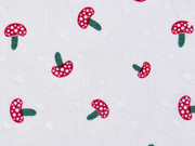 Baumwollstoff Batist Pilze Punkte, weiss