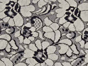 Spitze Blumen Meterware, schwarz ecrue