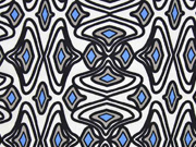 Viskose Leinen grafisches Muster Rauten blau creme