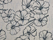 Viskose Leinen Hibiskus Blumen, , taupe schwarz