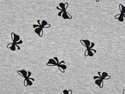 Viskosejersey Schleifen, schwarz grau melange