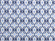 Jacquard Strickjersey Rauten, hellgrau hellblau