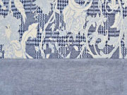 Jacquard Strickjersey Hahnentritt Blumen, ecrue hellblau