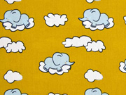 Baumwolle Elefanten Wolken, ocker