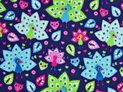 RESTST�CK 103 cm Softshell Pfauen Bl�tter, dunkelblau