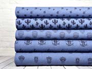 French Terry Sweat Totenk�pfe floral, jeansblau