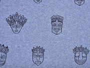 French Terry Sweat Inka K�pfe, jeansblau