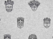 French Terry Sweat Inka K�pfe, grau melange