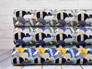 French Terry Autos Berge, gr�n blau mint beige