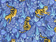 Jersey Tiger florales Muster, jeansblau