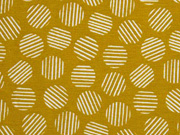 Dekostoff gestreifte Kreise, ocker