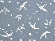 Dekostoff Schwalben, dunkles altmint