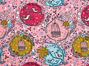 Jersey V�gel Blumen, altrosa