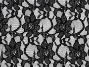 Spitze Blumen Meterware, schwarz