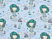 Jersey Strandm�dchen maritim, hellblau mint